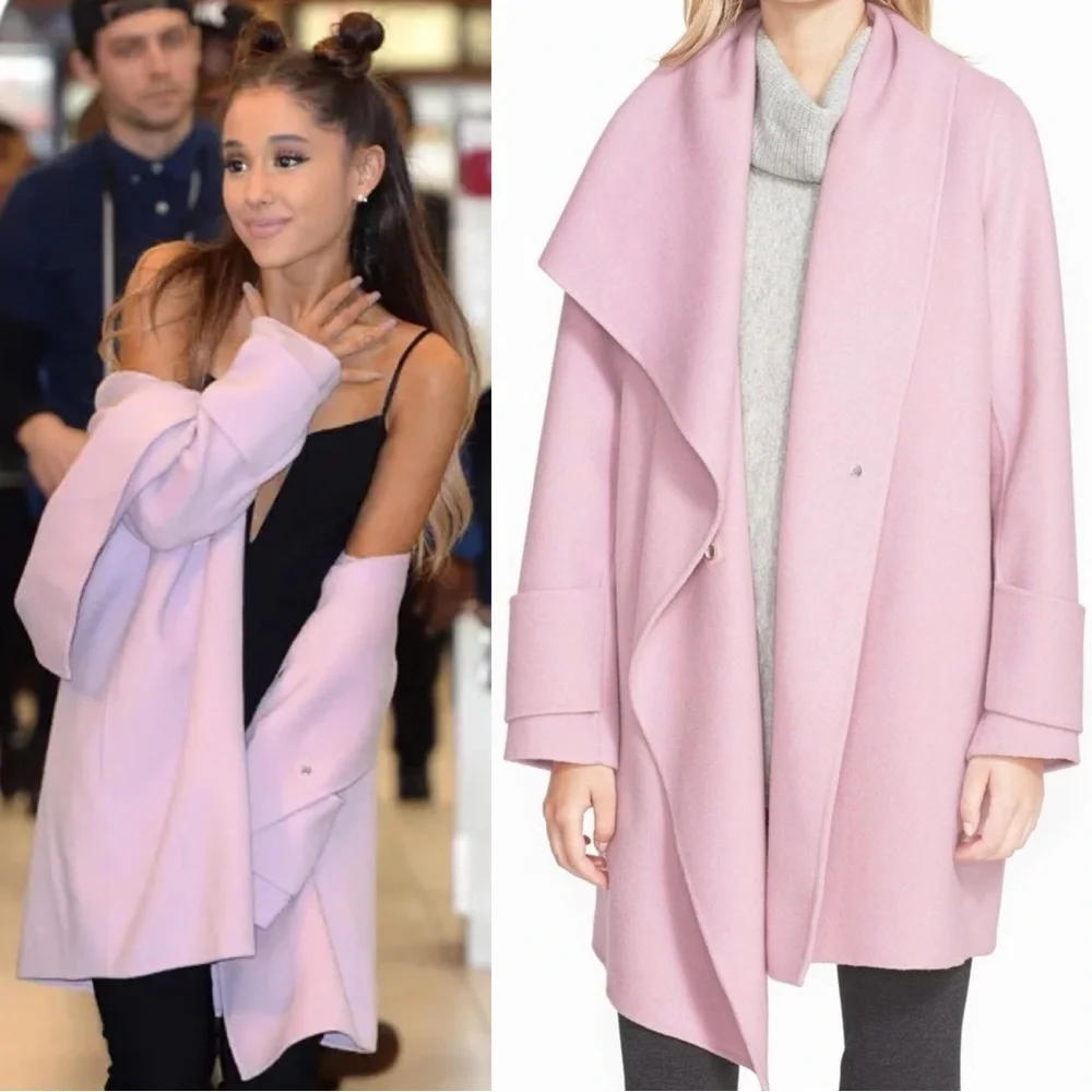 Vince ‘Drape Front Wool Coat’ in “Orchid” Lilac Purple / Light Pink Size Medium - Picture 1 of 16